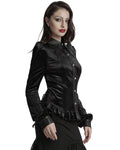 Punk Rave Daily Life Gothic Gradient Velvet Bat Collar Blouse Top - Black