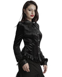 Punk Rave Daily Life Gothic Gradient Velvet Bat Collar Blouse Top - Black