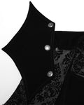 Punk Rave Mens Long Regency Gothic Flocked Velvet Damask Waistcoat Vest Black