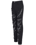 Devil Fashion Womens Apocalyptic Punk Shredded Chain & Strap Skinny Jeans