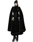 Punk Rave Womens Long Elegant Gothic Velvet & Faux Fur Beaded Cloak Coat