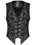 Punk Rave Mens Gothic Aristocrat Houndstooth Damask Waistcoat Vest - Black & White
