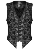 Punk Rave Mens Gothic Aristocrat Houndstooth Damask Waistcoat Vest - Black & White