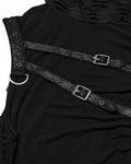 Punk Rave Mens Apocalyptic Gothic Spliced & Shredded Hooded Tank Top Vest