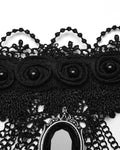 Punk Rave Womens Chained Black Rose Cameo Choker Necklace