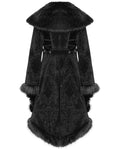 Eva Lady Womens Baroque Gothic Damask Winter Coat With Faux Faur Trims - Black
