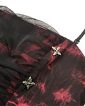 Dark In Love Womens Punk Tie Dye Cami Corset Top - Black & Red