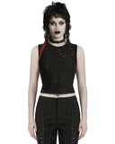 Punk Rave Womens Apocalyptic Punk Shredded Broken Knit Tank Top Vest