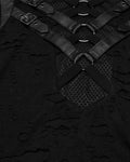 Punk Rave Mens Apocalyptic Gothic Shredded Fishnet Inset T Shirt Top