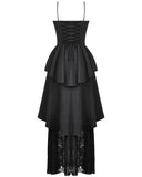 Dark In Love Long Dark Gothic Jacquard Layered Hi-Low Dress