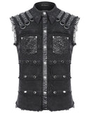 Devil Fashion Mens Wasteland Punk Destroyed Mesh Strapped Sleeveless Vest Shirt