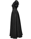 Punk Rave Womens Long Gothic Jacquard Ballgown Wedding Dress - Black