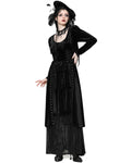 Dark In Love Long Gothic Velvet & Cobweb Lace Batwing Maxi Dress