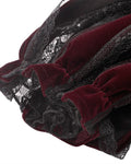 Dark In Love Womens Gothic Velvet & Lace Short Sleeve Bolero Shrug - Red & Black