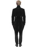 Devil Fashion Mens Regency Gothic Aristocrat Tailed Velvet Jacket - Black