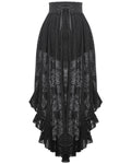 Dark In Love Long Gothic Lace Contrast Hitch-Hem Maxi Bustle Corset Skirt