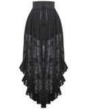 Dark In Love Long Gothic Lace Contrast Hitch-Hem Maxi Bustle Corset Skirt