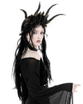 Dark In Love Womens Gothic Fringed Horns Fascinator Tiara