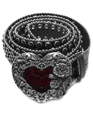 Punk Rave Womens Gothic Lolita Queen Of Hearts Rhinestone Belt