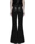 Punk Rave Womens Baroque Gothic Rose Flared Pants