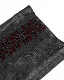 Devil Fashion Mens Gothic Jacquard Velvet Lace Up Dress Pants - Black & Red