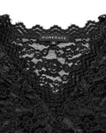 Punk Rave Womens Elegant Floral Lace V-Neck Top - Black