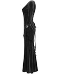 Punk Rave Daily Life Womens Long Gothic Velvet Applique Maxi Dress - Black