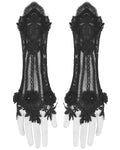 Dark In Love Womens Gothic Lace & Rose Applique Glovelets