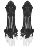 Dark In Love Womens Gothic Lace & Rose Applique Glovelets