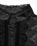Punk Rave Mens Gothic Embossed Print Lace-Up Pirate Shirt - Black