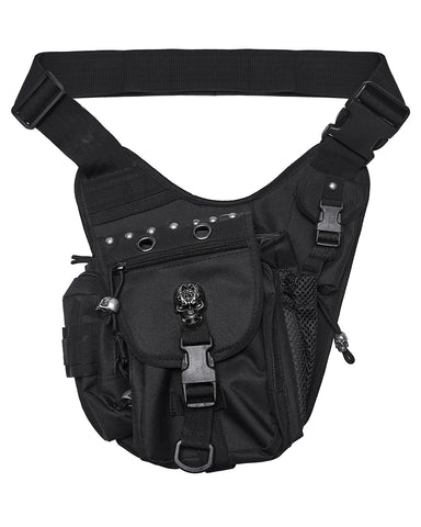 Punk Rave Unisex Apocalyptic Gothic Studded Skull Hip Bag Waist Pack Belt