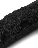 Dark In Love Womens Gothic Velvet & Lace Embroidered Armwarmer Gloves