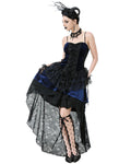 Dark In Love Womens Gothic Lolita Velvet & Lace Fishtail Prom Dress - Blue & Black