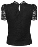 Punk Rave Womens Elegant Gothic Lace Overlayer Applique T-Shirt Top
