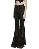 Punk Rave Daily Life Womens Apocalyptic Gothic Shredded Jacquard & Lace Flared Leggings