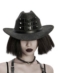Punk Rave Unisex Distressed Faux Leather Strapping Fedora Hat