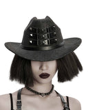 Punk Rave Unisex Distressed Faux Leather Strapping Fedora Hat