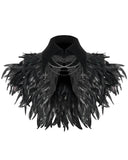 Devil Fashion Mens Gothic Aristocrat Chained & Feathered Shoulder Cape Cloak