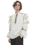 Devil Fashion Mens Embellished Steampunk Pirate Shirt - Vintage Off-White