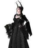 Dark In Love Womens Elegant Gothic Flared Sleeve Velvet & Lace Bolero Shrug