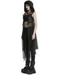 Punk Rave Womens Gothic Cyberpunk Hooded Harness Chiffon Cloak Cape