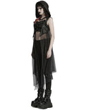 Punk Rave Womens Gothic Cyberpunk Hooded Harness Chiffon Cloak Cape