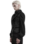 Punk Rave Mens Gothic Aristocrat Damask Jacquard Waistcoat Vest - Black