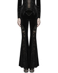 Punk Rave Womens Gothic Velvet & Lace Flared Leggings