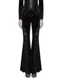 Punk Rave Womens Gothic Velvet & Lace Flared Leggings