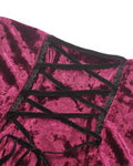 Dark In Love Long Gothic Vampire Crushed Velvet & Lace Fishtail Skirt - Red & Black