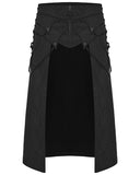 Punk Rave Mens Dark Gothic Damask Chained Half-Skirt Kilt
