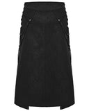 Punk Rave Mens Dark Gothic Damask Chained Half-Skirt Kilt