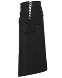 Punk Rave Mens Dark Gothic Damask Chained Half-Skirt Kilt