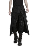 Punk Rave Mens Dark Gothic Damask Chained Half-Skirt Kilt